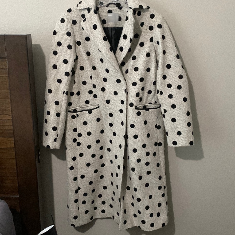 ASOS grey/black polka dot coat